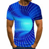 Three-dimensional tunnel graphic T-shirt casual Harajuku tops 3D lattice men's T-shirt summer O-neck shirt plus size streetwear